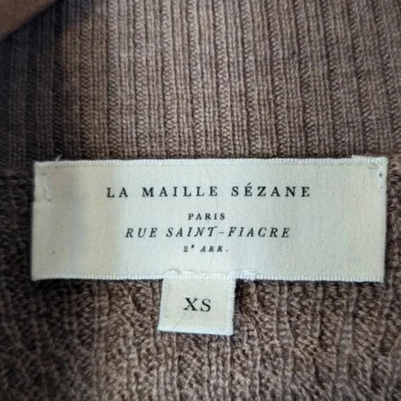Sézane Rosalia 100% Merino Wool Knit Turtleneck Sweater in Brown Mocha Size XS - Picture 8 of 10